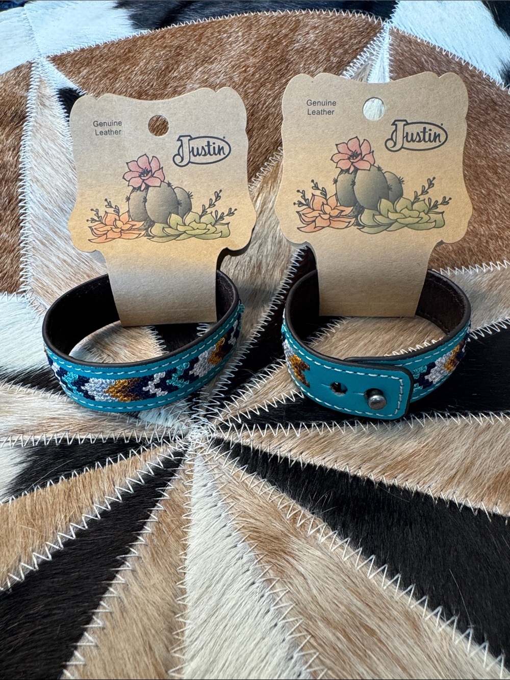Justin Boots leather cuff bracelet 2 available